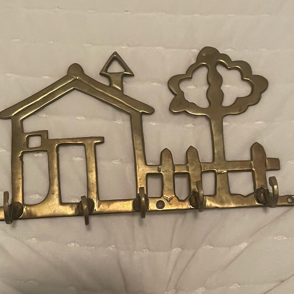 Brass house outline key hooks